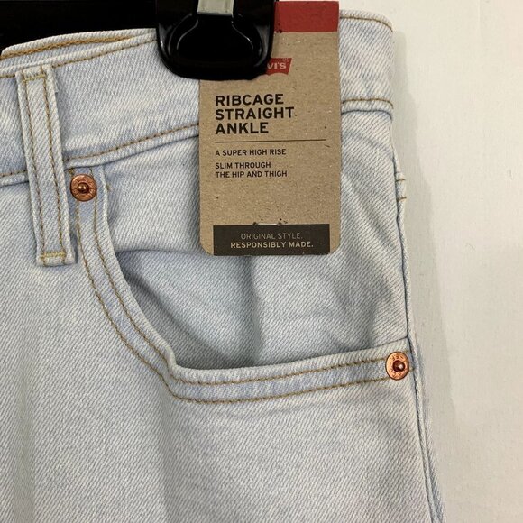 NWT Levi's® Premium RIBCAGE STRAIGHT ANKLE WOMEN'S JEANS Light Wash 31 x 27 - Picture 7 of 16